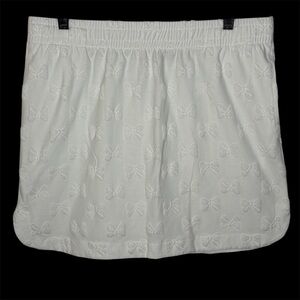 Disney Minnie Mouse Skirt Women’s M White Terry Cloth Mini Skirt Bows Drawstring